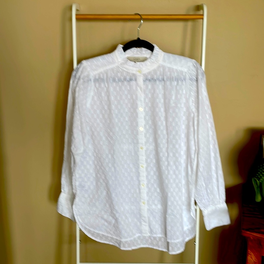 NWT Loft long sleeve white cotton blouse